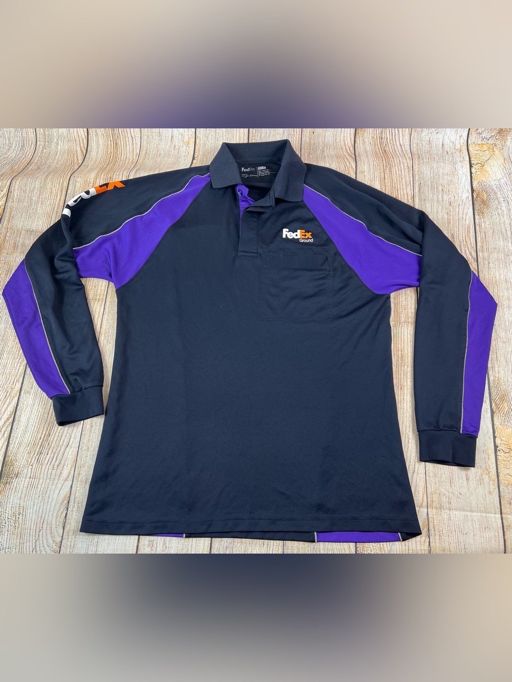 FedEx Longsleeve Polo Work Shirt Size Medium